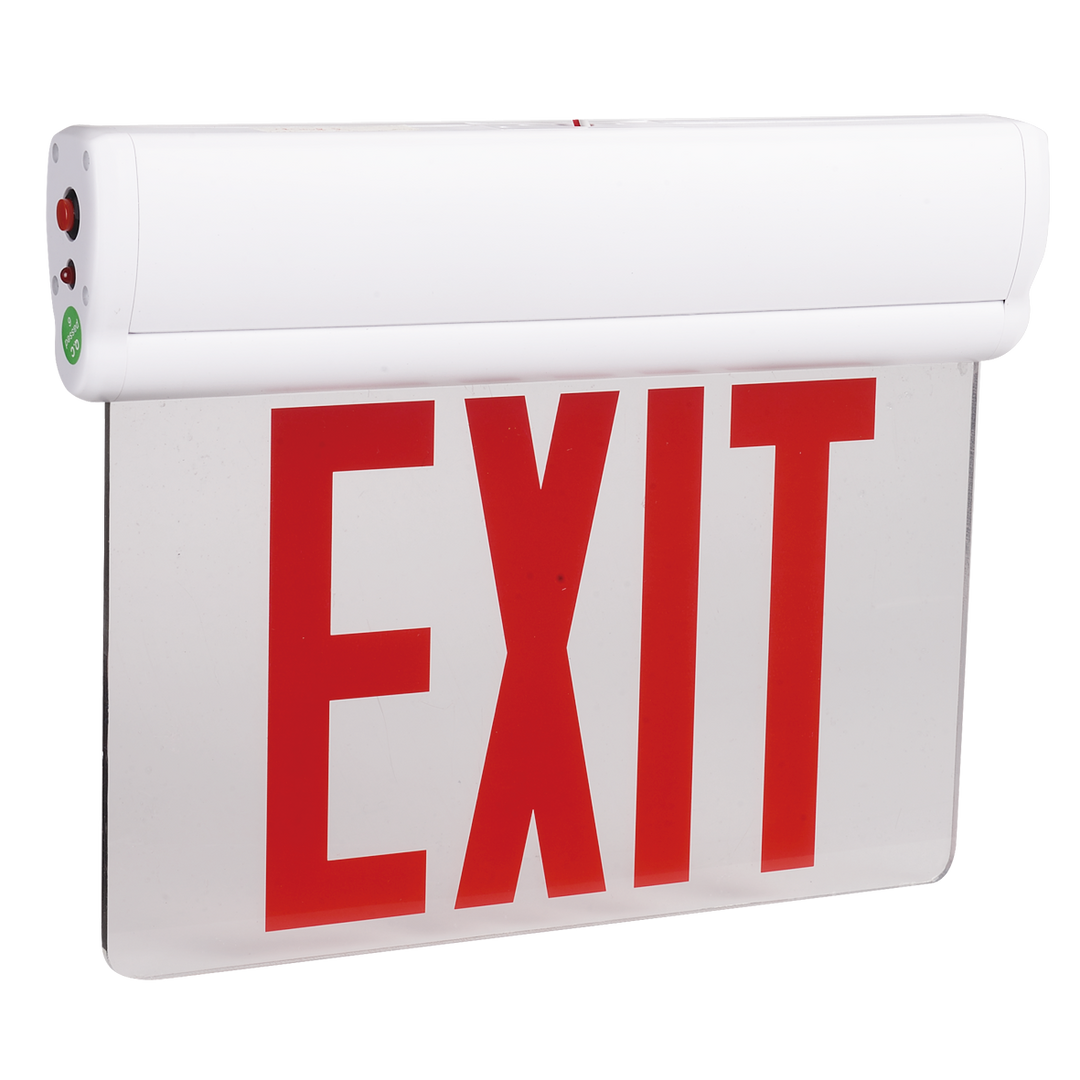 Single Face Edge-Lit LED Exit Sign - Red Letters with White Housing