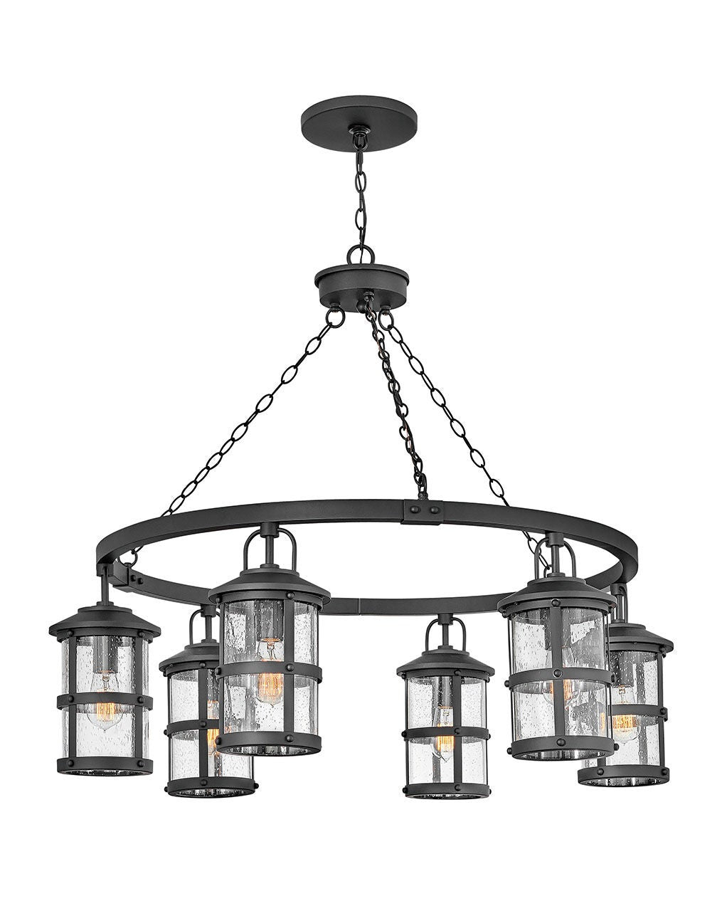 Lakehouse 2689BK-LV - Large Single Tier 12v Chandelier - Black