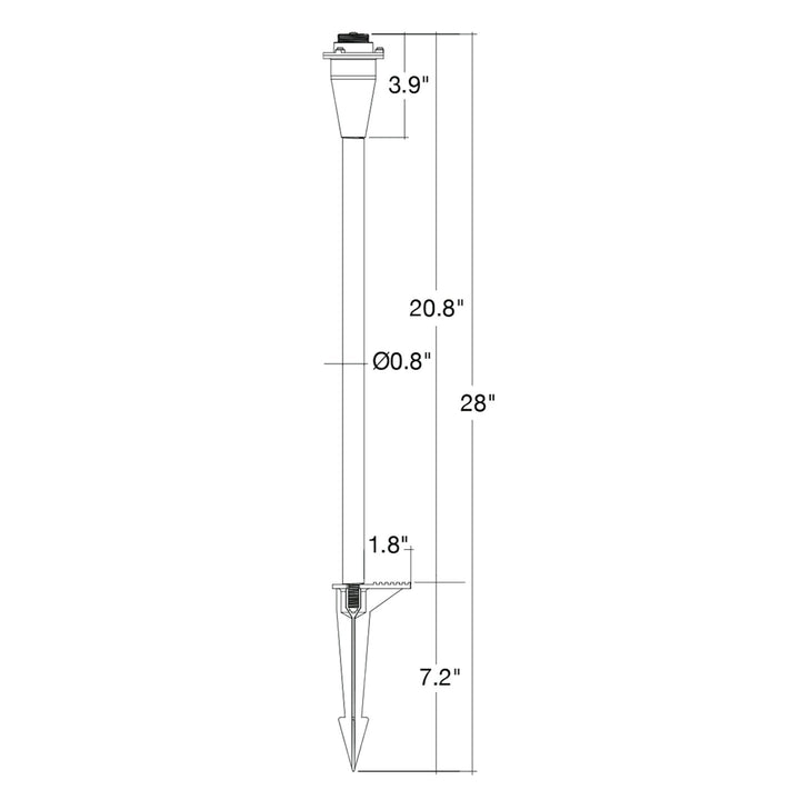 Landscape Path Light Stem - 21" Height, RGB+5CCT - Aluminum Bronze