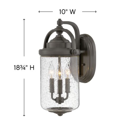 Willoughby 2755OZ - Large Wall Mount Lantern - Oil Rubbed Bronze