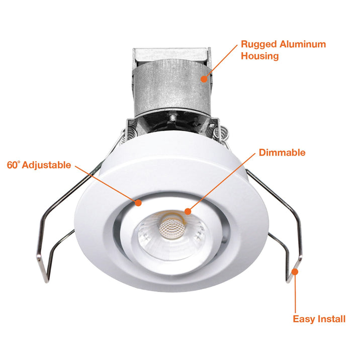 1" LV Round Gimbal Downlight: Mini-Line 6W - White