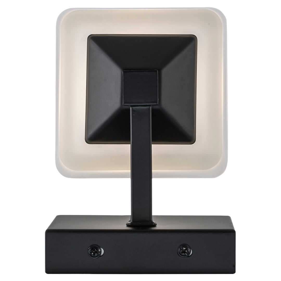 Edwards 1-Light Shaded Armed Sconce Square Frost Glass -  Black
