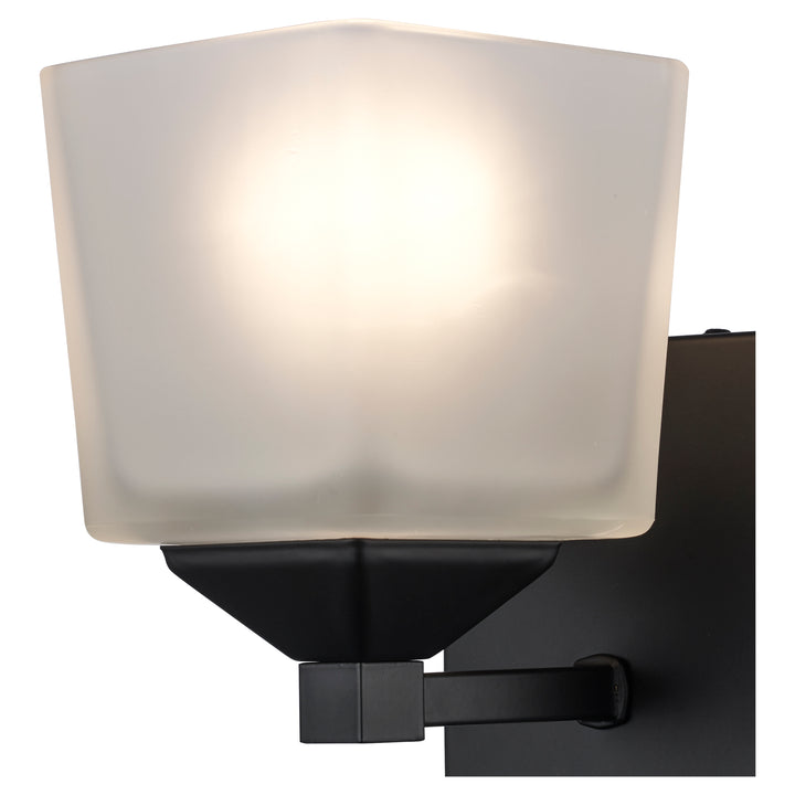 Edwards 1-Light Shaded Armed Sconce Square Frost Glass -  Black