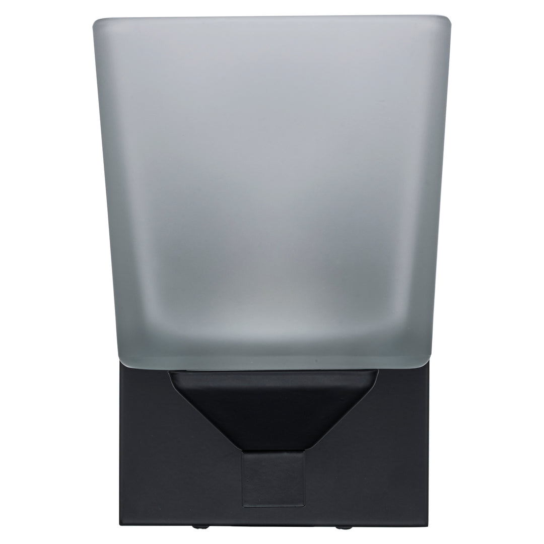 Edwards 1-Light Shaded Armed Sconce Square Frost Glass -  Black