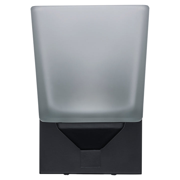 Edwards 1-Light Shaded Armed Sconce Square Frost Glass -  Black