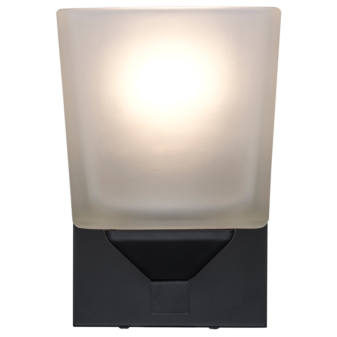Edwards 1-Light Shaded Armed Sconce Square Frost Glass -  Black
