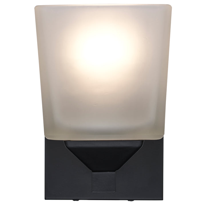 Edwards 1-Light Shaded Armed Sconce Square Frost Glass -  Black