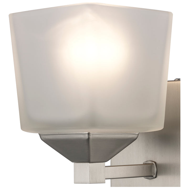 Edwards 1-Light Shaded Armed Sconce Square Frost Glass - Brushed Nickel