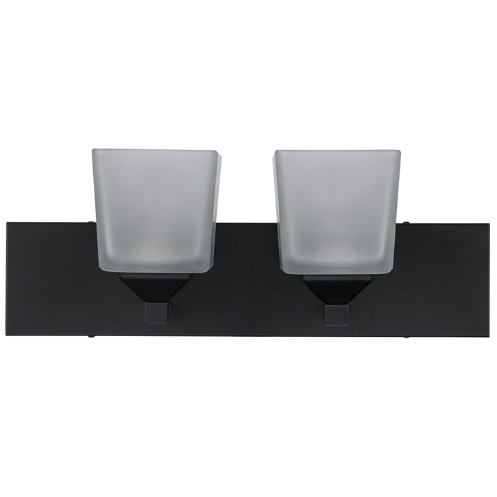 Edwards 2 - Light 18" Vanity Bar Square Frost Glass - Black