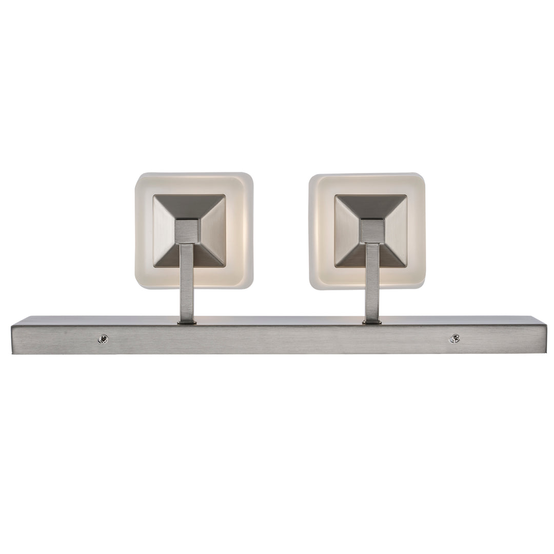 Edwards 2 - Light 18" Vanity Bar Square Frost Glass - Brushed Nickel