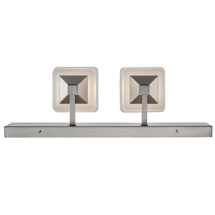 Edwards 2 - Light 18" Vanity Bar Square Frost Glass - Brushed Nickel