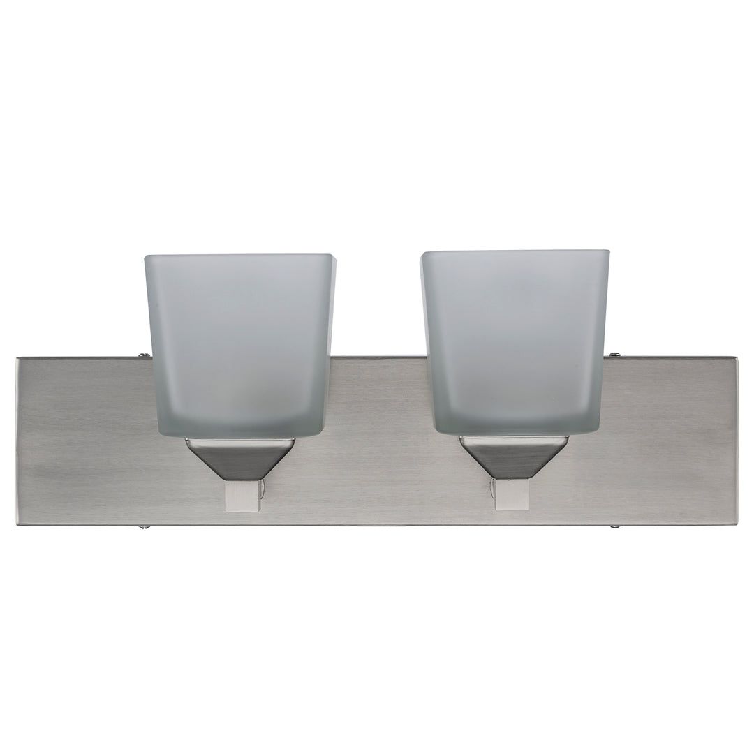 Edwards 2 - Light 18" Vanity Bar Square Frost Glass - Brushed Nickel