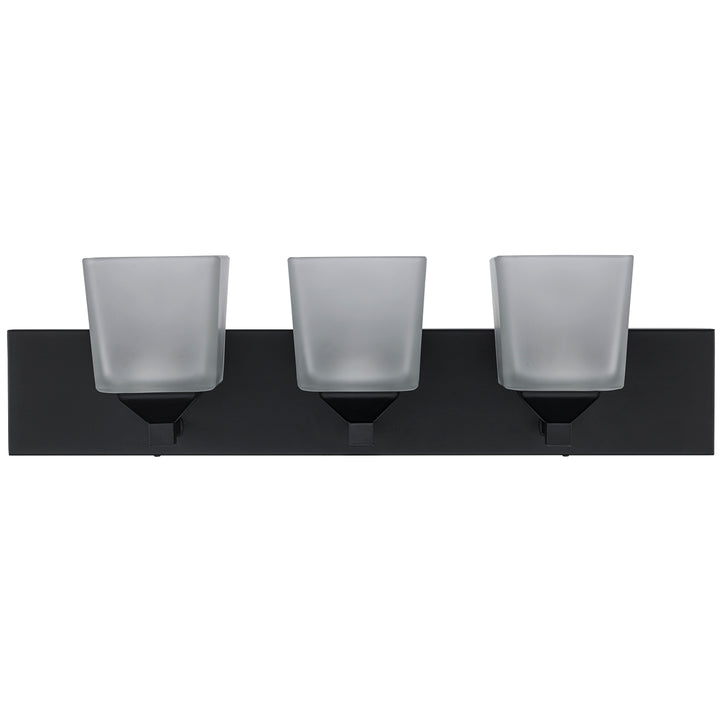 Edwards 3 - Light 24" Vanity Bar Sconce Square Frost - Black