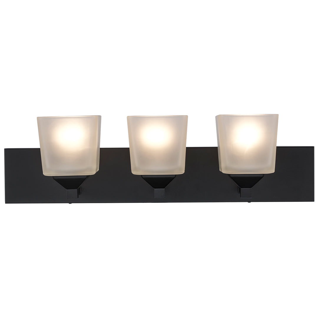 Edwards 3 - Light 24" Vanity Bar Sconce Square Frost - Black