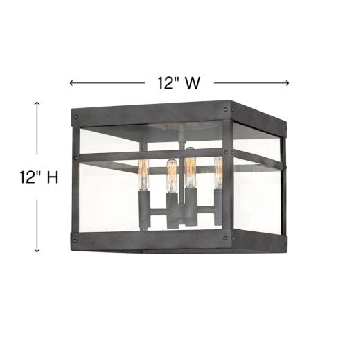 Porter 2803DZ - Medium Flush Mount- Black