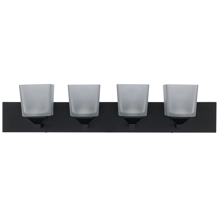 Edwards 4 - Light 30" Vanity Bar Square Frost Glass - Black