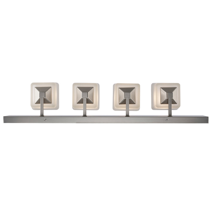 Edwards 4 - Light 30" Vanity Bar Square Frost Glass - Brushed Nickel