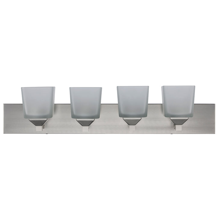 Edwards 4 - Light 30" Vanity Bar Square Frost Glass - Brushed Nickel