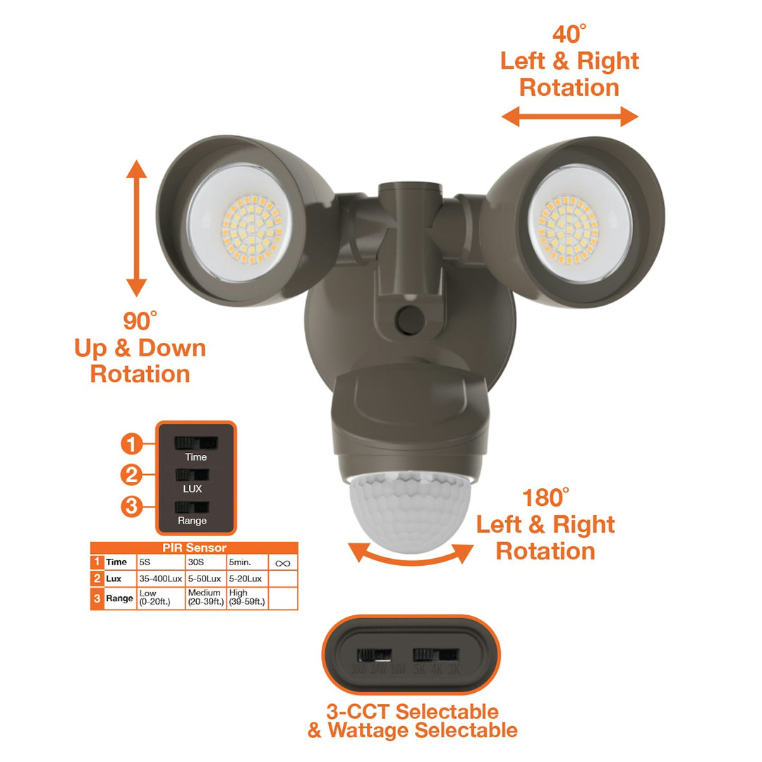 Security Flood Light with Motion Sensor - Bronze