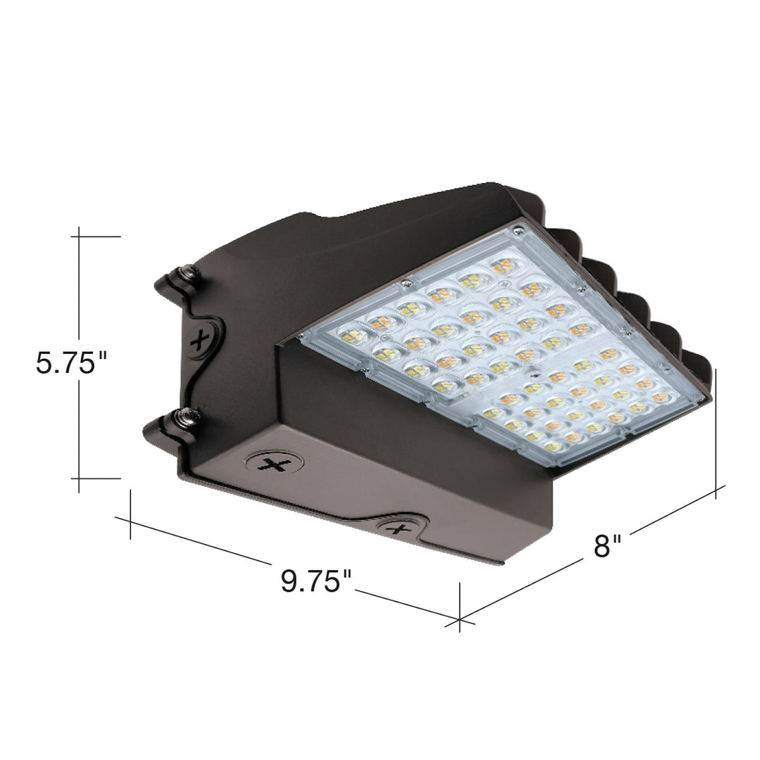 Full-Cutoff Wall Pack: Flat-FC Line, 3-CCT & 5-Power Select w/ Photocell 60W/50W/40W/30W/20W - Bronze