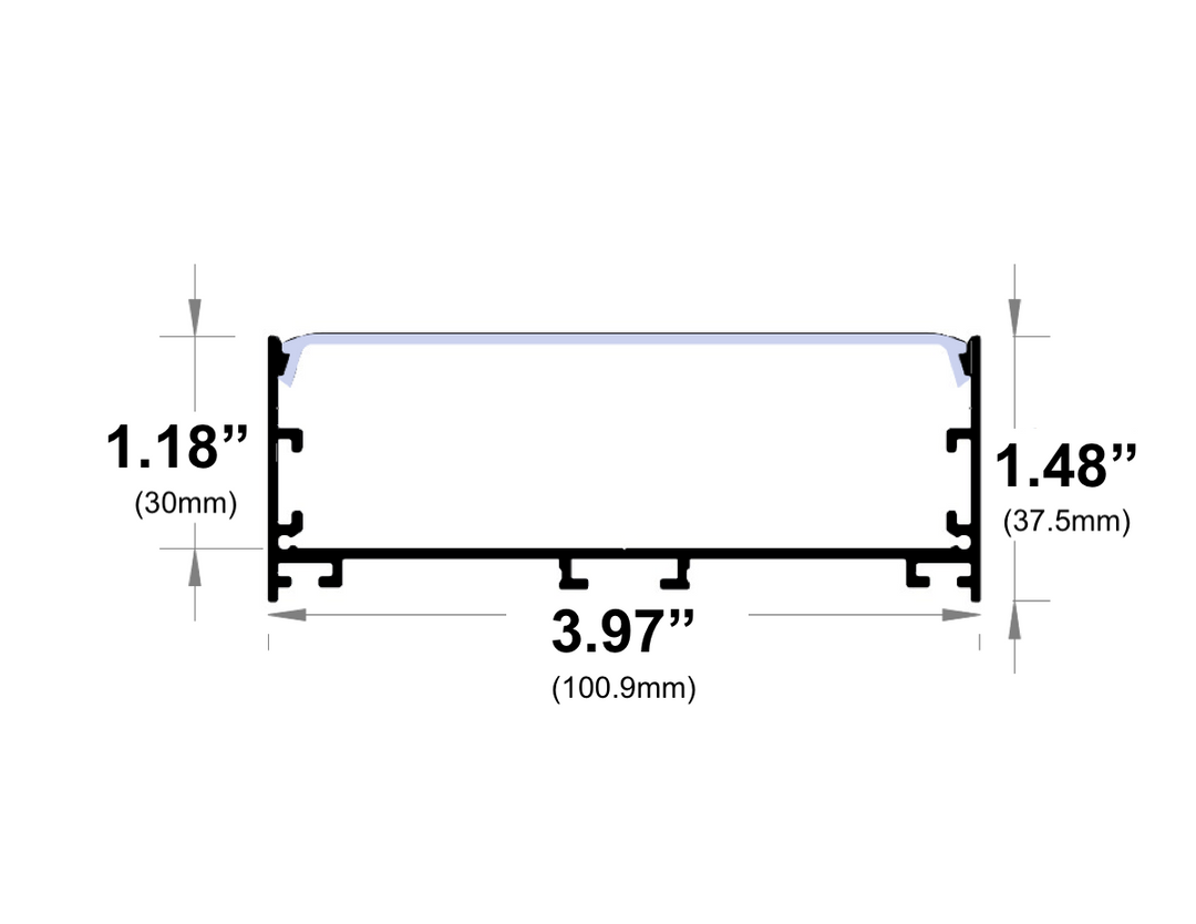 LED Channel - 1100ASL - Surface / Pendant, 10 ft - Silver