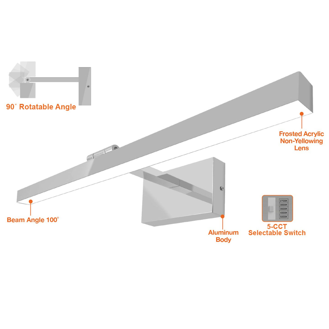 Vanity Light - Adjustable Angle - Chrome