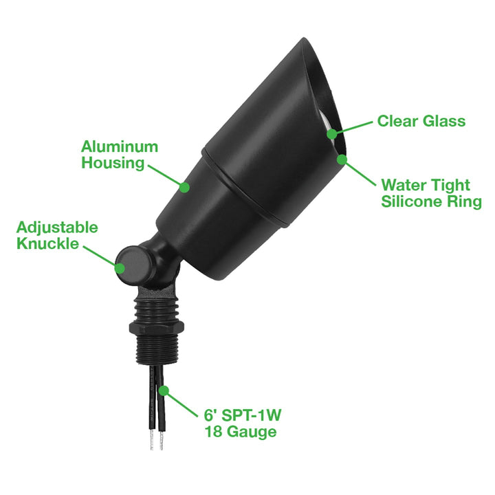 Landscape Bullet Light - Modern, 12V - Aluminum Black