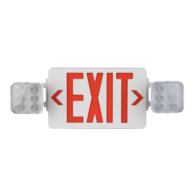 Self-Diagnostic LED Exit and Emergency Combination - Red Letters