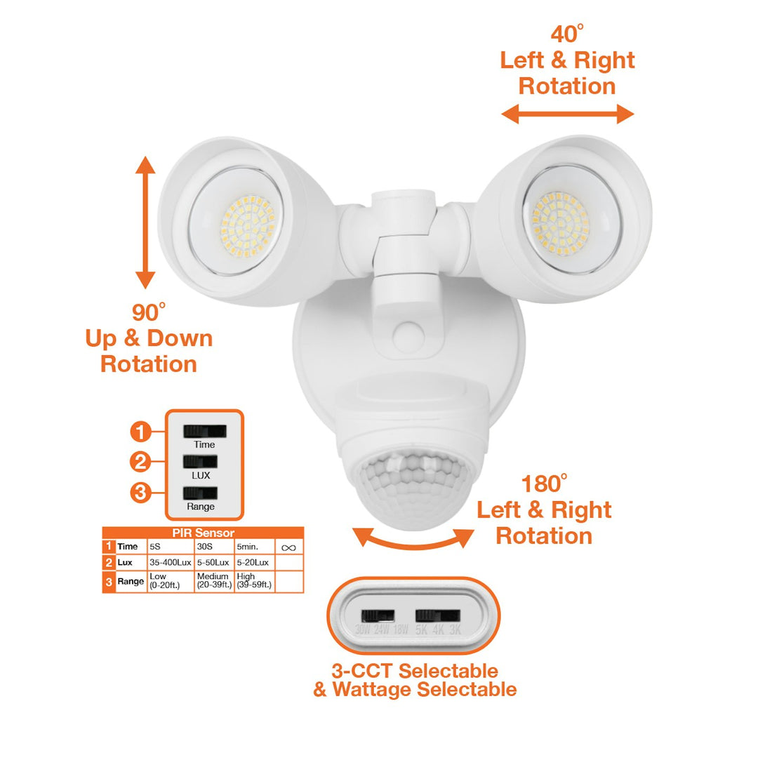 Security Flood Light with Motion Sensor - White