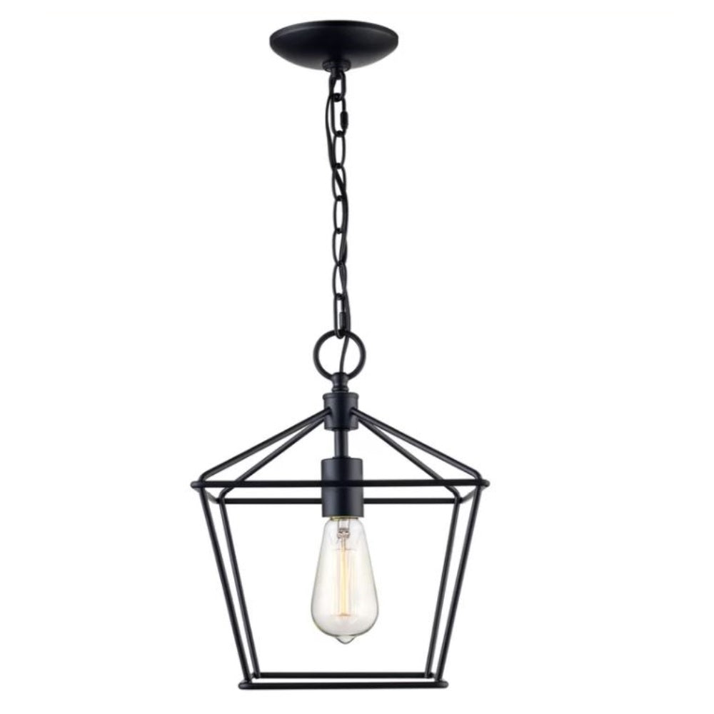 1-Light Lantern Lacey Too Curved Bird - Black