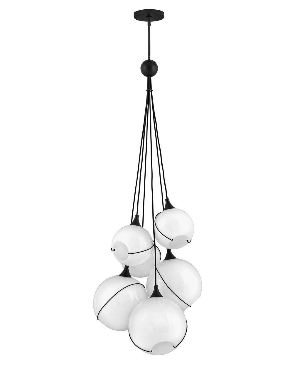 Skye 30306BLK-WH - Medium Six Light Multi Tier Chandelier - Black