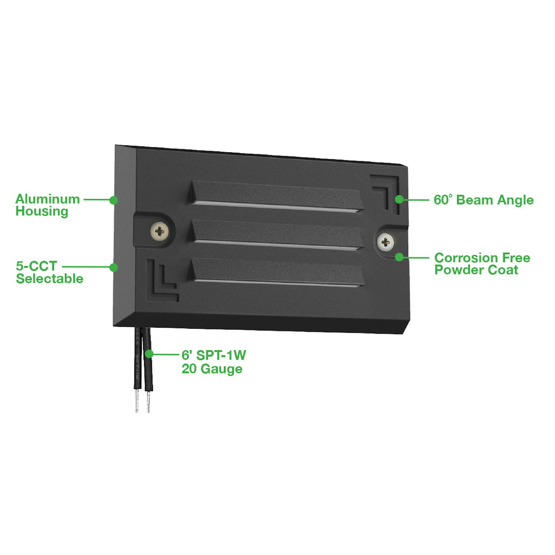 Surface Mount Step Light 5" Width - Louver - Black