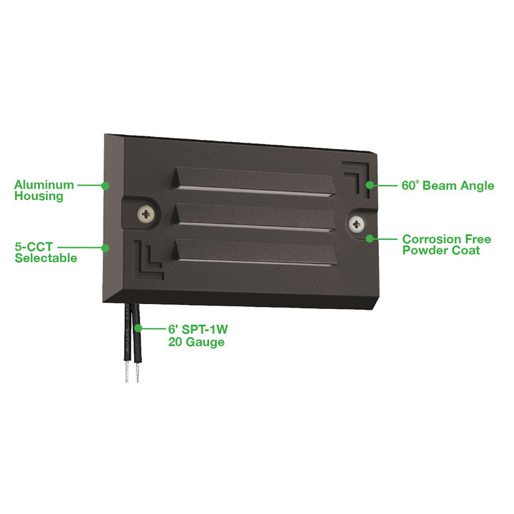 Surface Mount Step Light 5" Width - Louver - Bronze