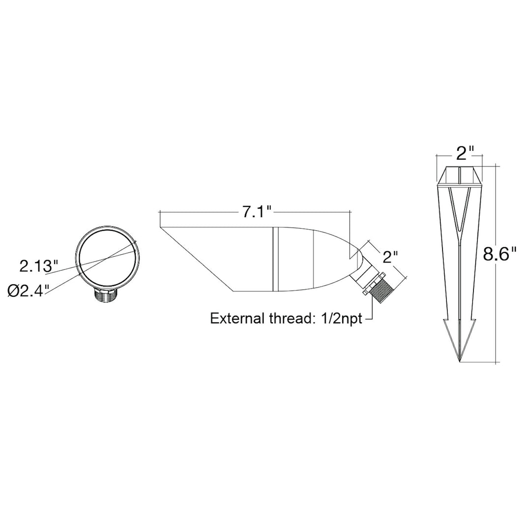 Landscape Bullet Light - Crowtip, 12V - Brass Black