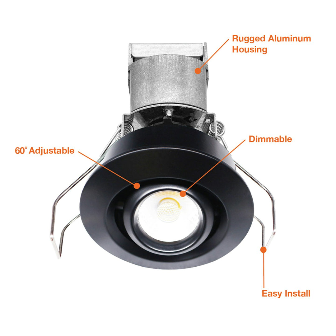 1" LV Round Gimbal Downlight: Mini-Line 6W - Black