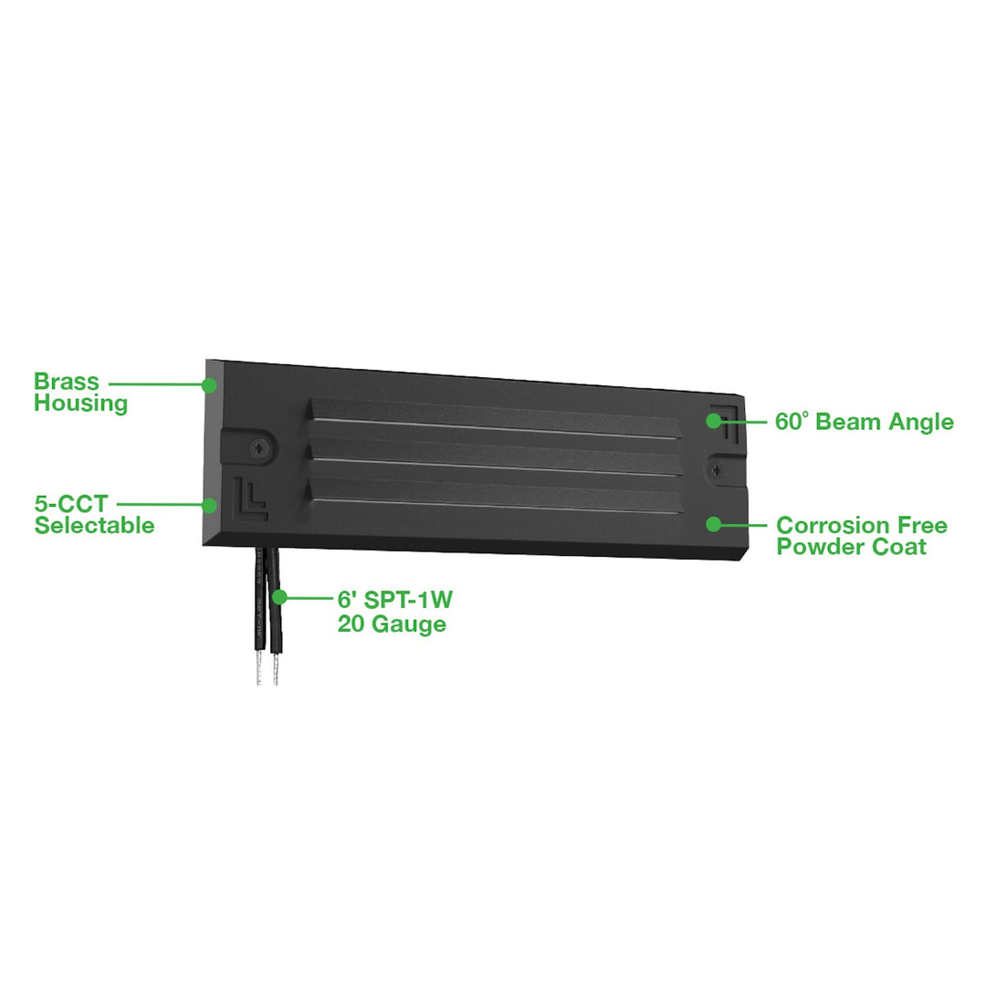 Surface Mount Step Light 9" Width - Louver - Black