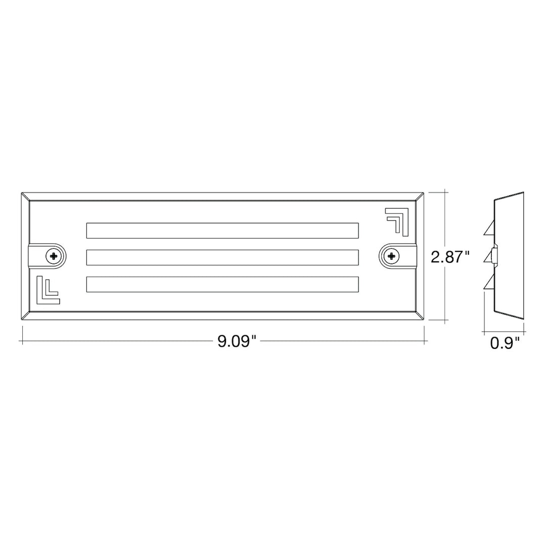 Surface Mount Step Light 9" Width - Louver - Black