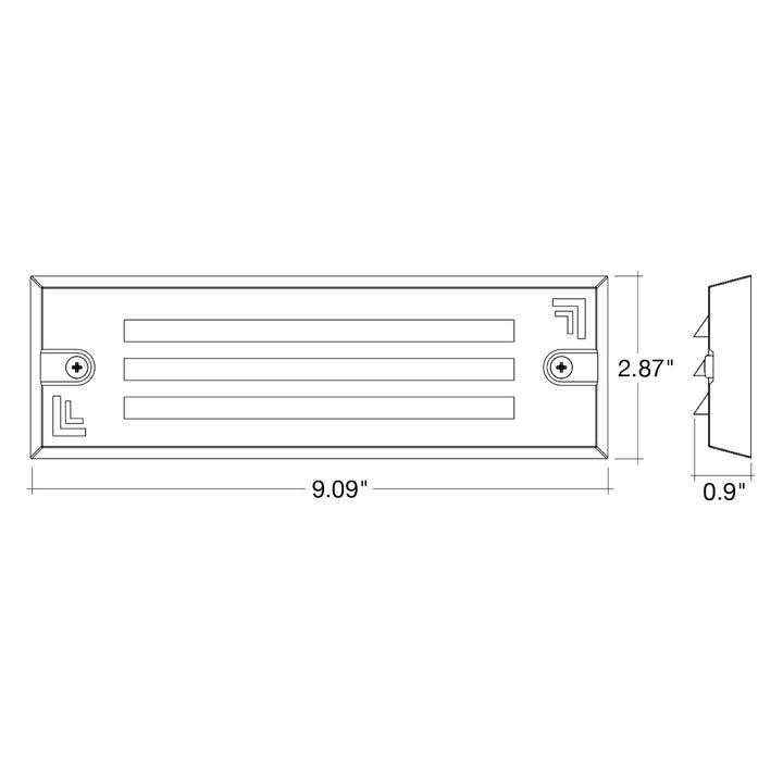 Surface Mount Step Light 9" Width - Louver - Black