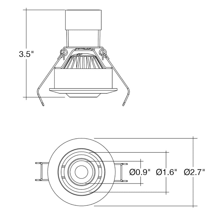 1" LV Round Gimbal Downlight: Mini-Line 6W - Black