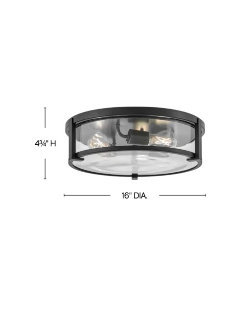 Lowell 3243BK-CL - Medium Flush Mount