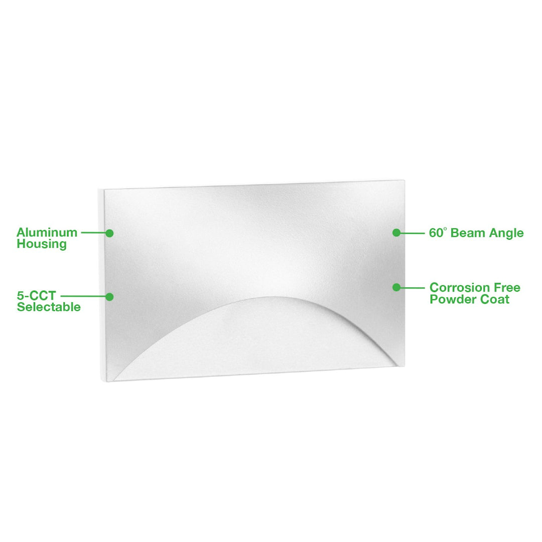 Landscape Step Light Horizontal - Semi-Circle - White