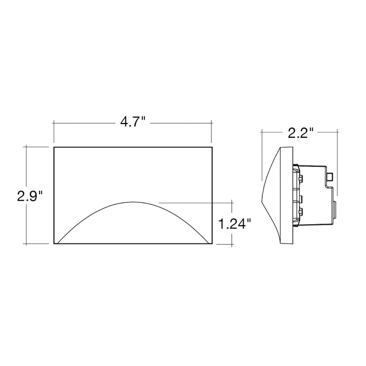 Landscape Step Light Horizontal - Semi-Circle - White