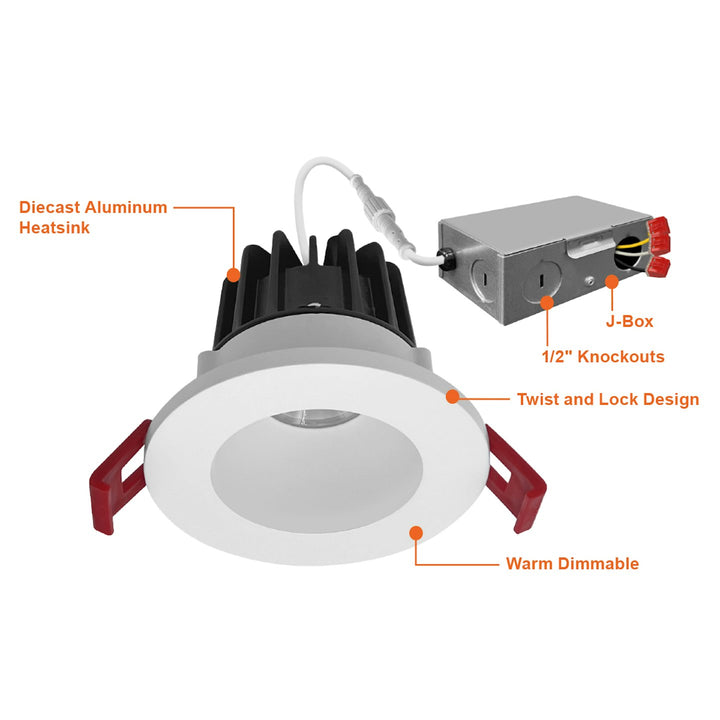 2" Smooth Downlight: SnapTrim-Line, Warm to Dim, 6W - White