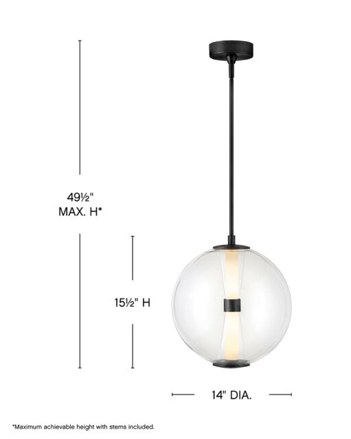 Elin 33107BK - Medium Globe Pendant - Black