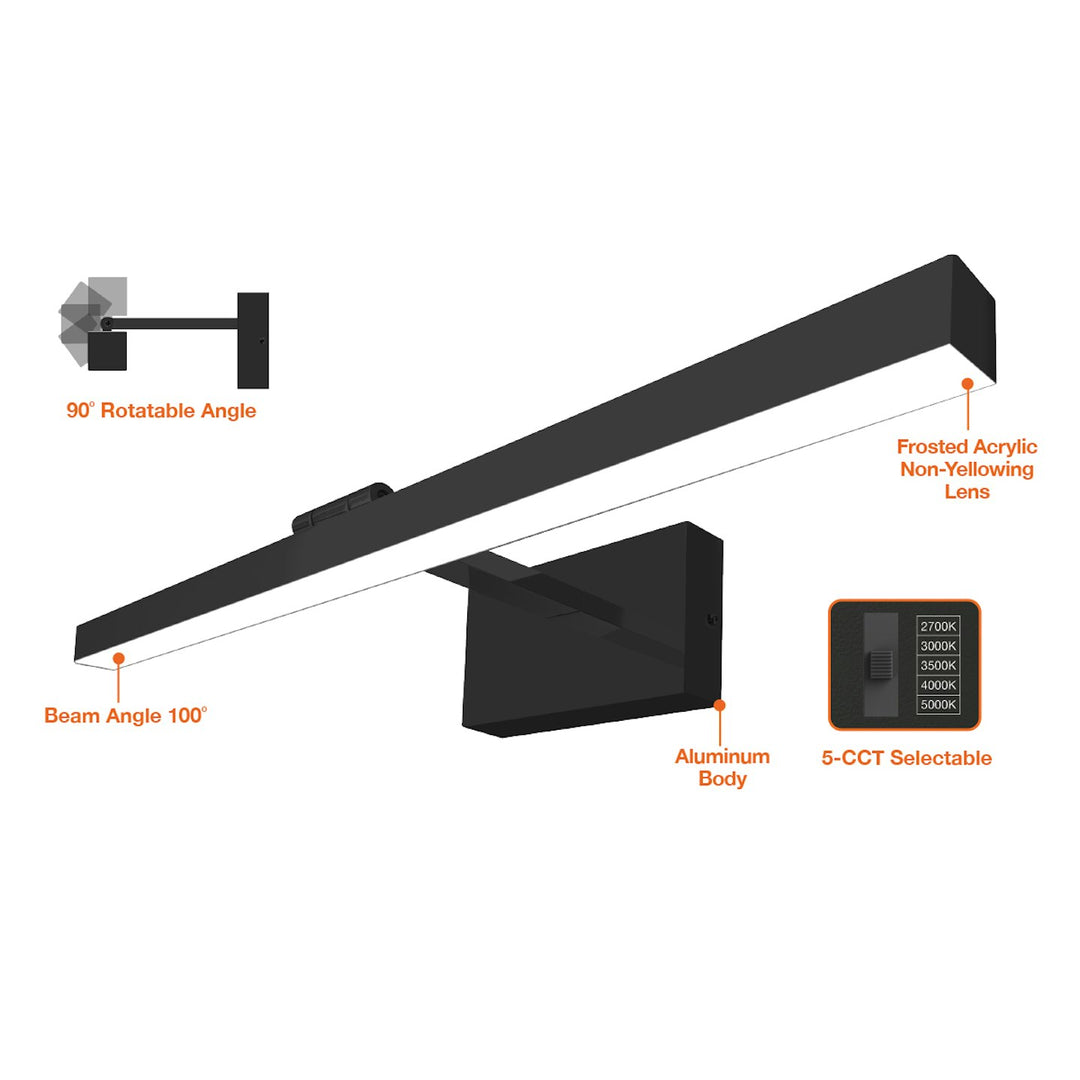 Vanity Light - Adjustable Angle - Black