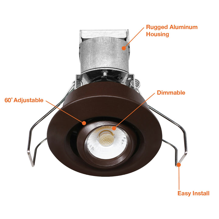 1" LV Round Gimbal Downlight: Mini-Line 6W - Bronze