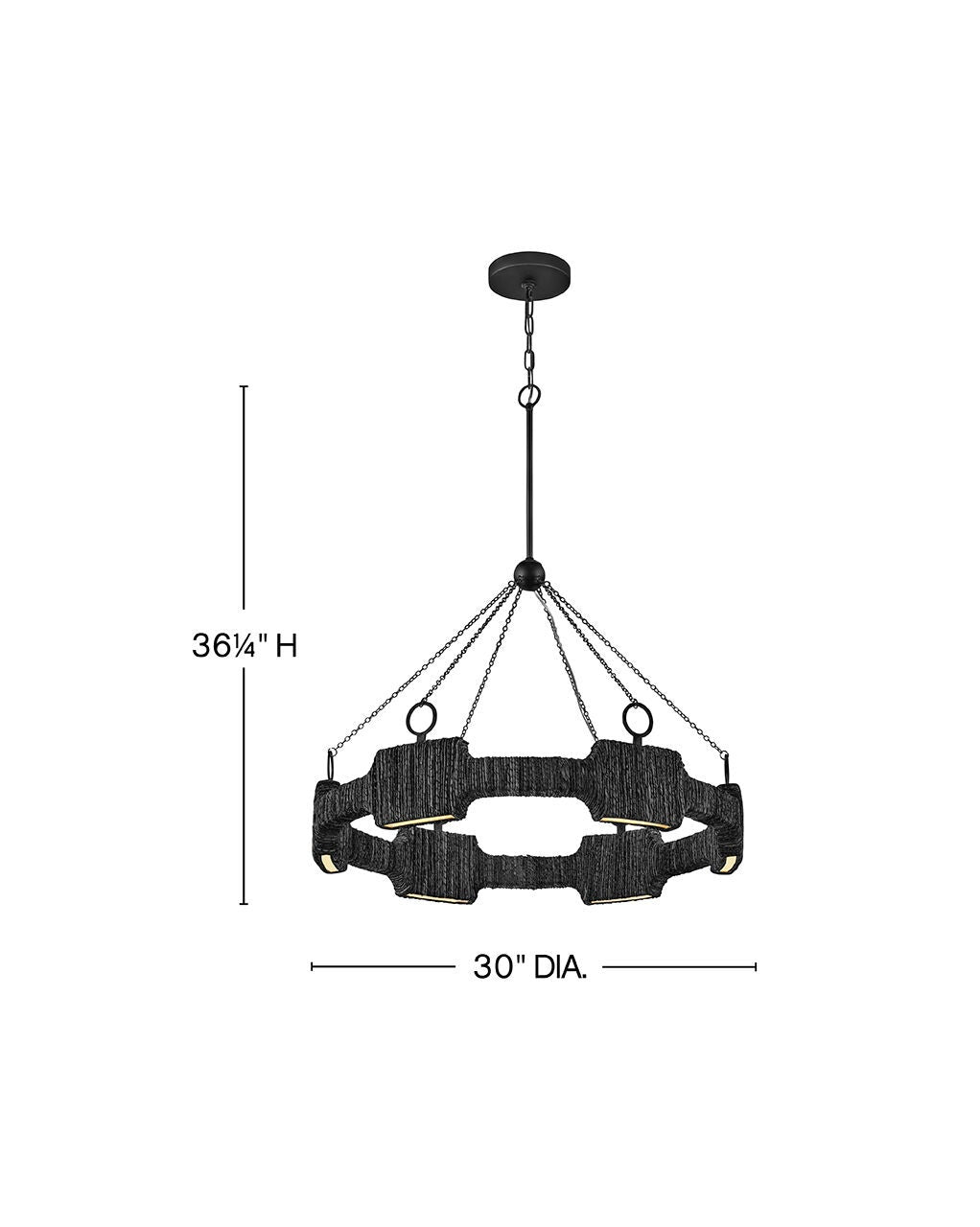 Raffi 34106CBK -  Medium LED Single Tier Chandelier - Black