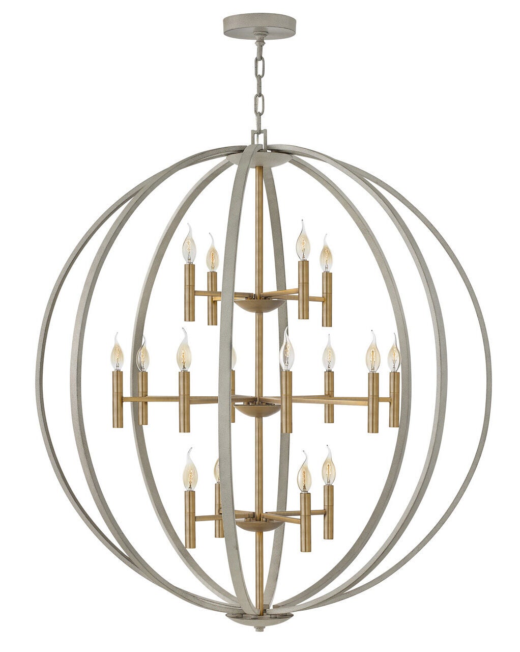 Euclid 3464CG - Double XL Three Tier Orb Chandelier - Grey