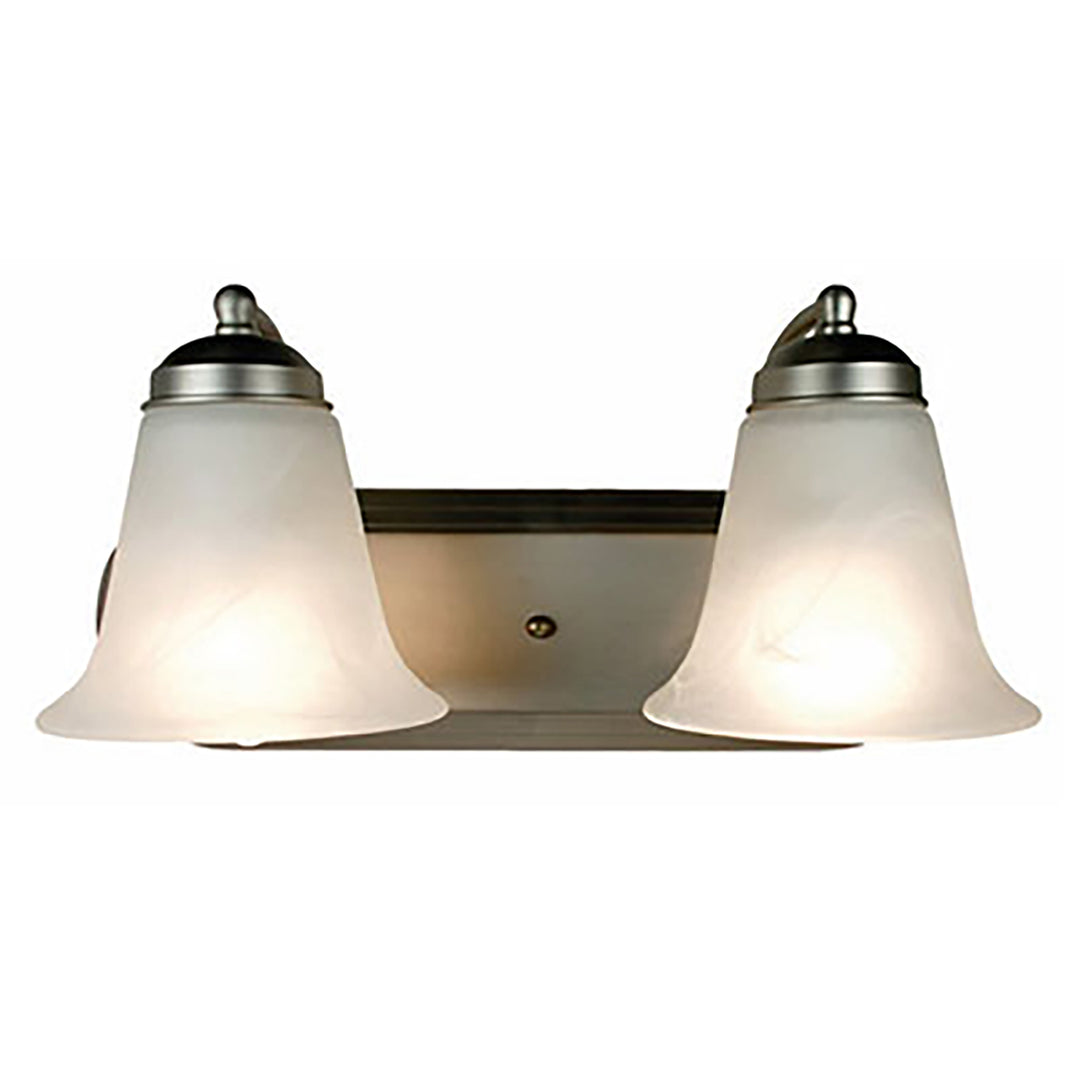 Clayton Reversible Mount, 2-Light Armed Vanity Wall Light, with Glass Bell Shades -  Brushed Nickel