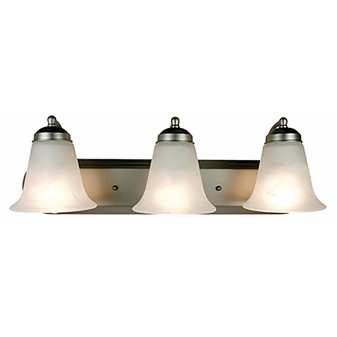 Clayton Reversible Mount, 3-Light Armed Vanity Wall Light, with Glass Bell Shades - Brushed Nickel